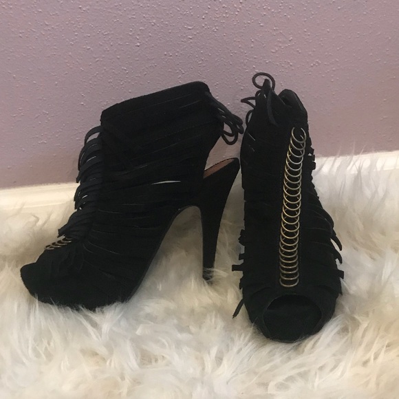 fringe platform heels